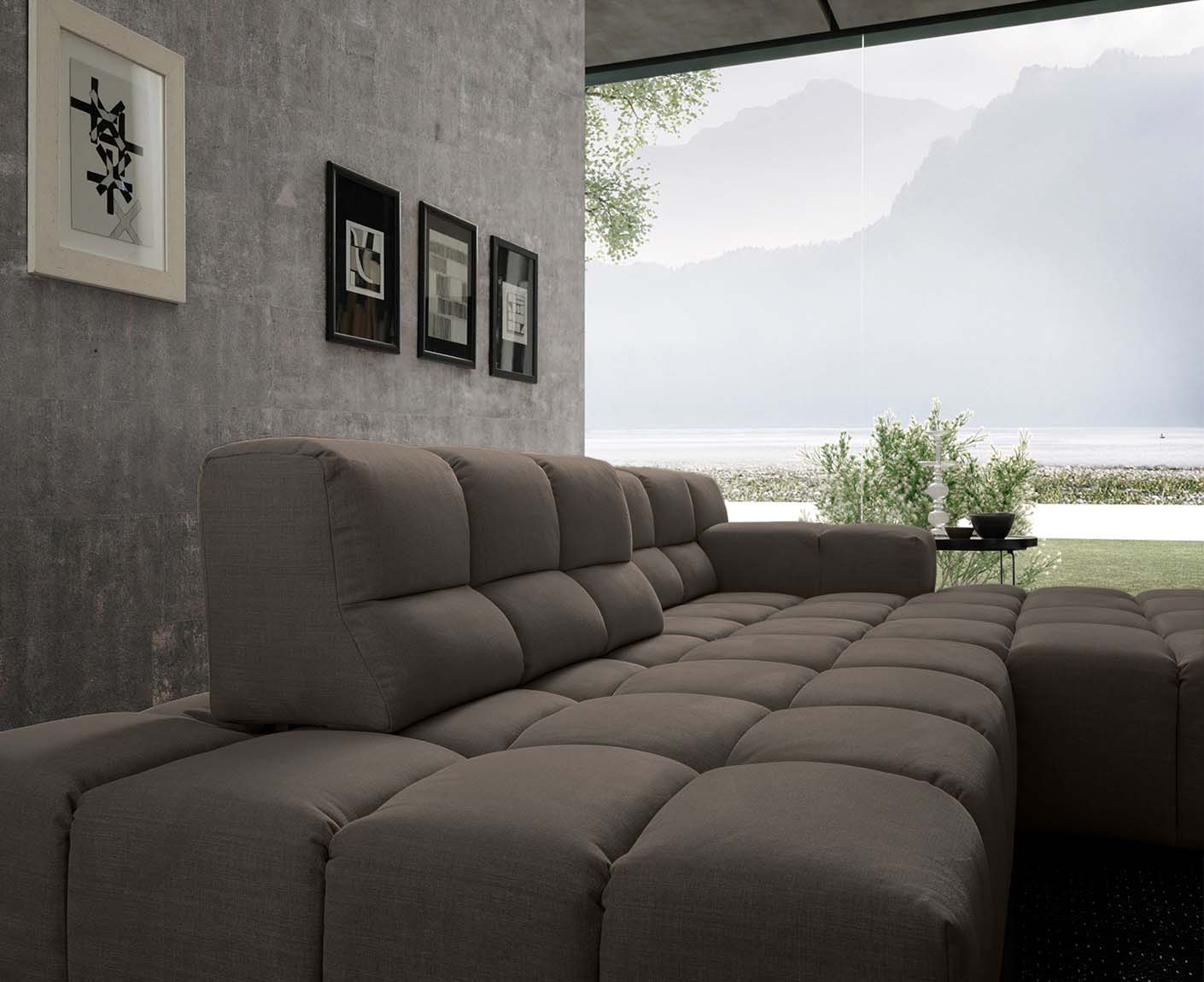 designwerk Temple Ecksofa | 286 x 169 cm| mit Rückenverstellung | Flachgewebe