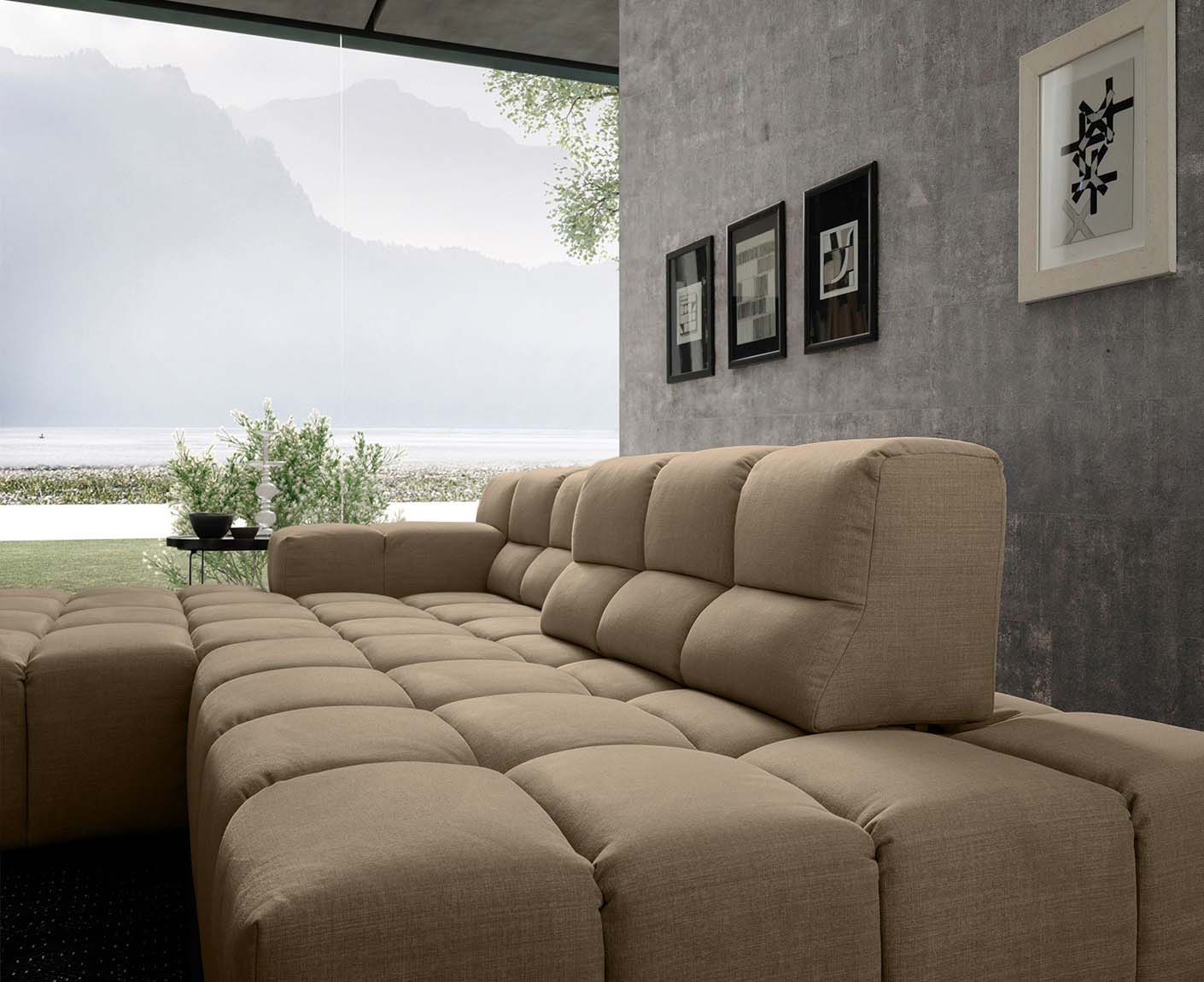 designwerk Temple Ecksofa | 286 x 169 cm| mit Rückenverstellung | Flachgewebe