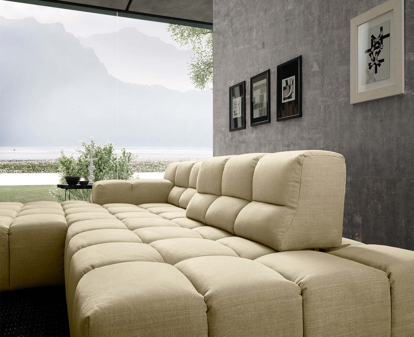 designwerk Temple Ecksofa | 286 x 169 cm| mit Rückenverstellung | Flachgewebe
