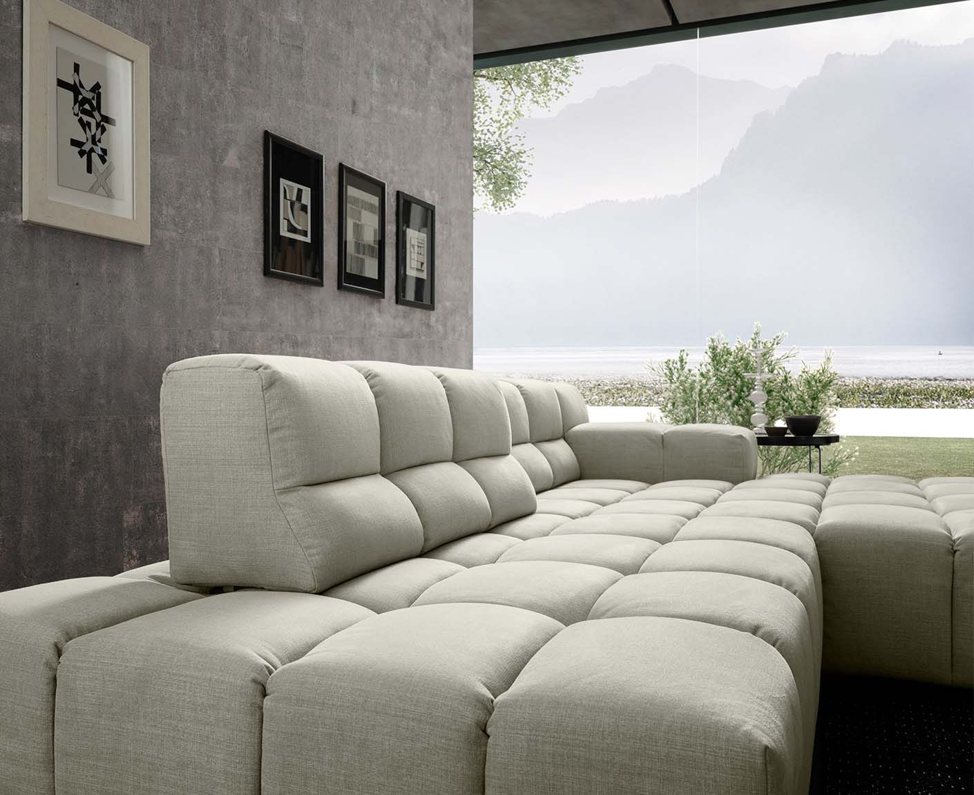 designwerk Temple Ecksofa | 286 x 169 cm| mit Rückenverstellung | Flachgewebe