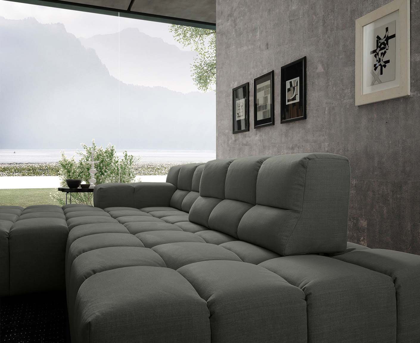 designwerk Temple Ecksofa | 286 x 169 cm| mit Rückenverstellung | Flachgewebe