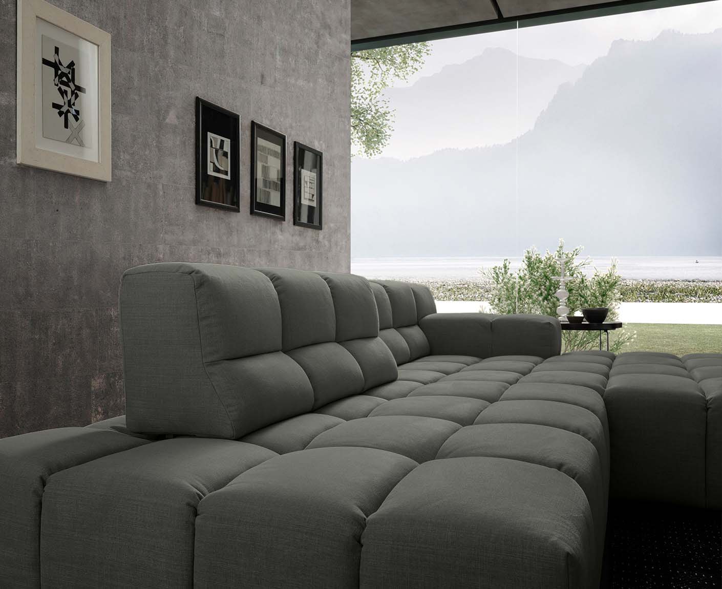 designwerk Temple Ecksofa | 286 x 169 cm| mit Rückenverstellung | Flachgewebe