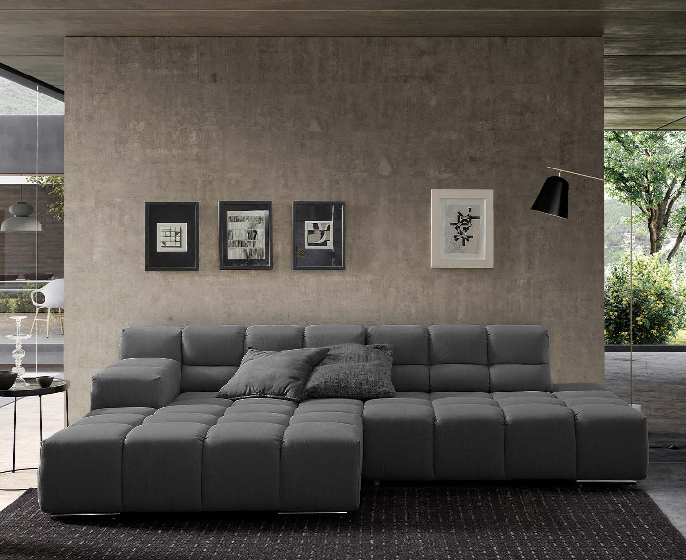 designwerk Temple Ecksofa | 286 x 169 cm| mit Rückenverstellung | Flachgewebe