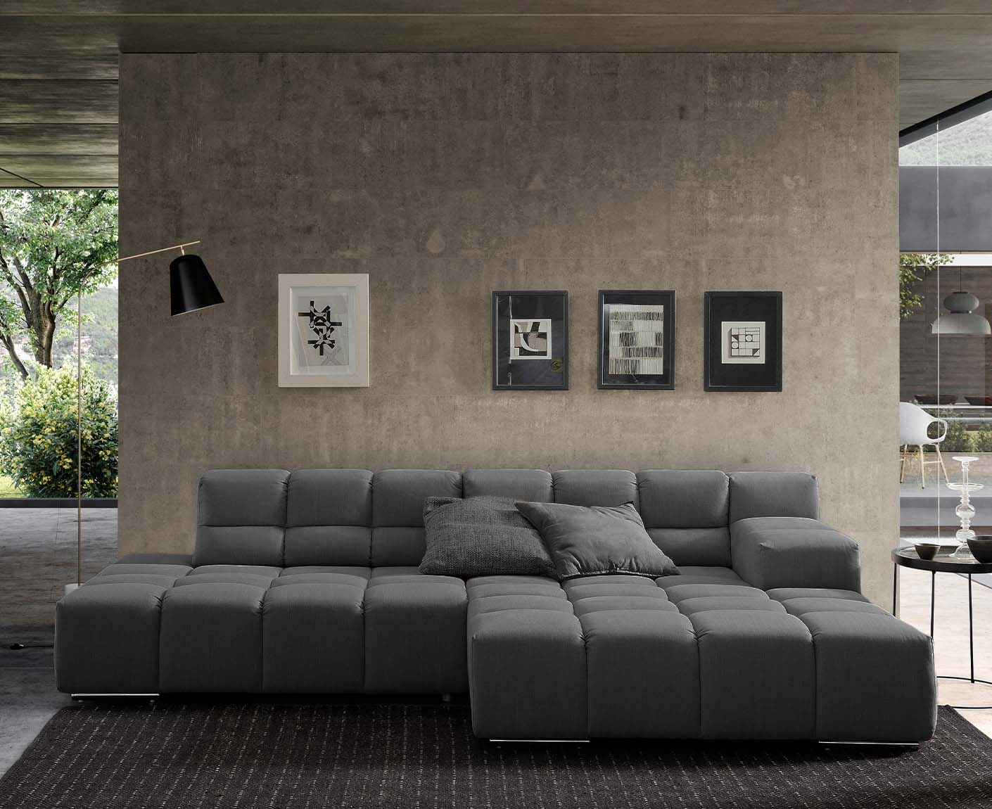 designwerk Temple Ecksofa | 286 x 169 cm| mit Rückenverstellung | Flachgewebe