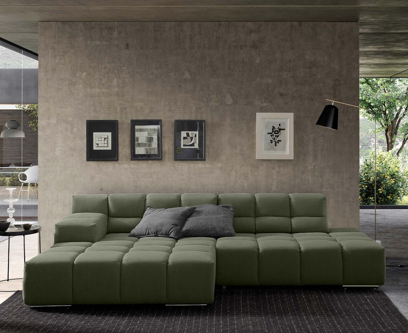 designwerk Temple Ecksofa | 286 x 169 cm| mit Rückenverstellung | Flachgewebe