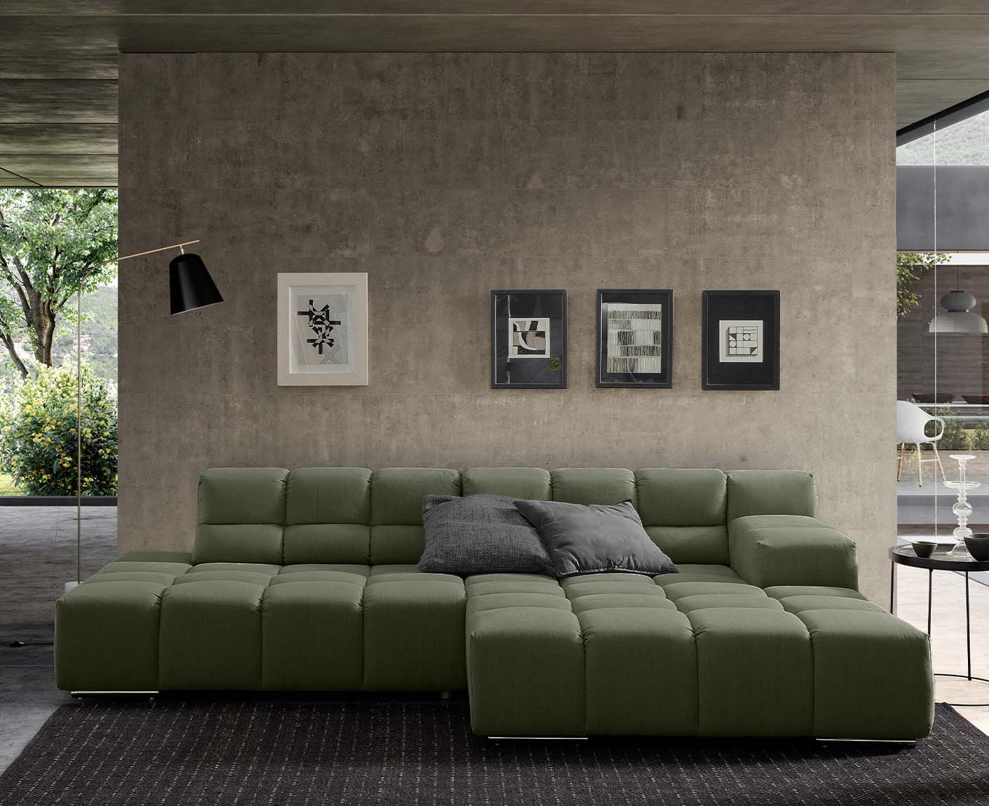 designwerk Temple Ecksofa | 286 x 169 cm| mit Rückenverstellung | Flachgewebe