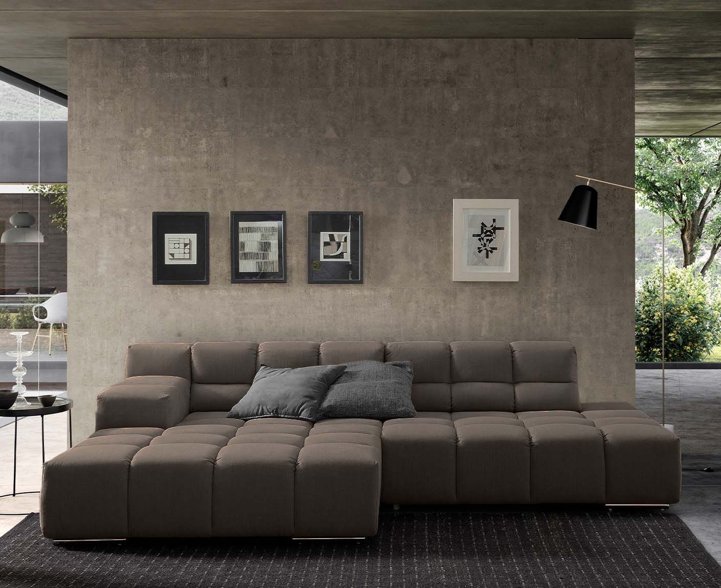 designwerk Temple Ecksofa | 286 x 169 cm| mit Rückenverstellung | Flachgewebe