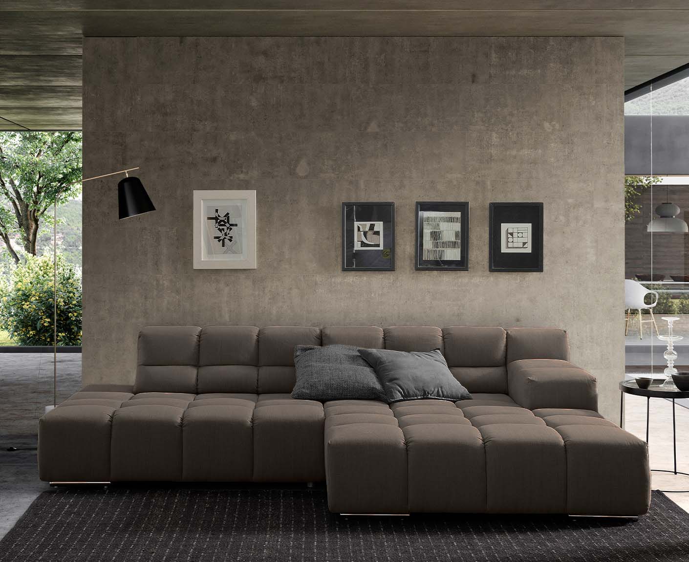 designwerk Temple Ecksofa | 286 x 169 cm| mit Rückenverstellung | Flachgewebe