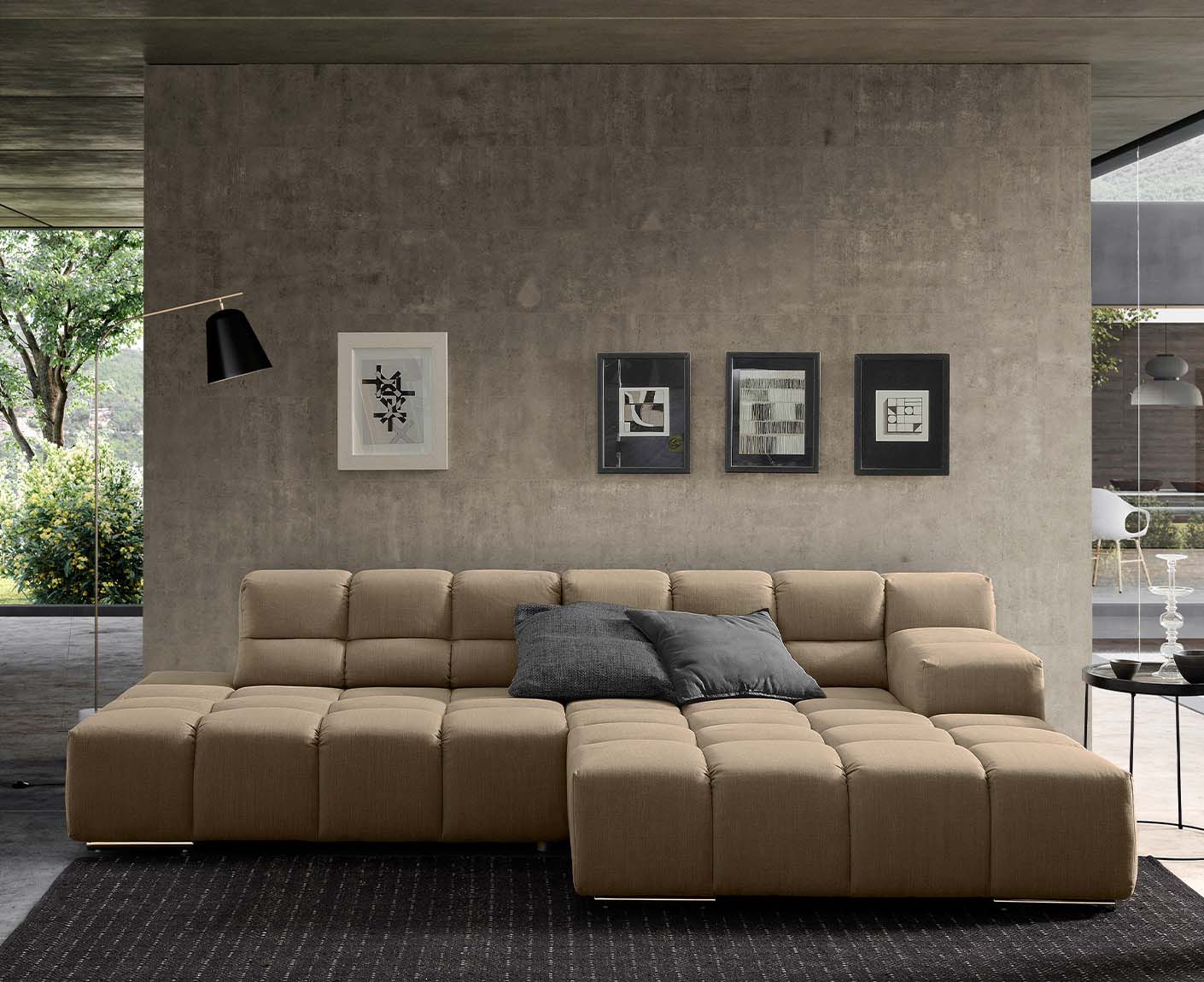 designwerk Temple Ecksofa | 286 x 169 cm| mit Rückenverstellung | Flachgewebe