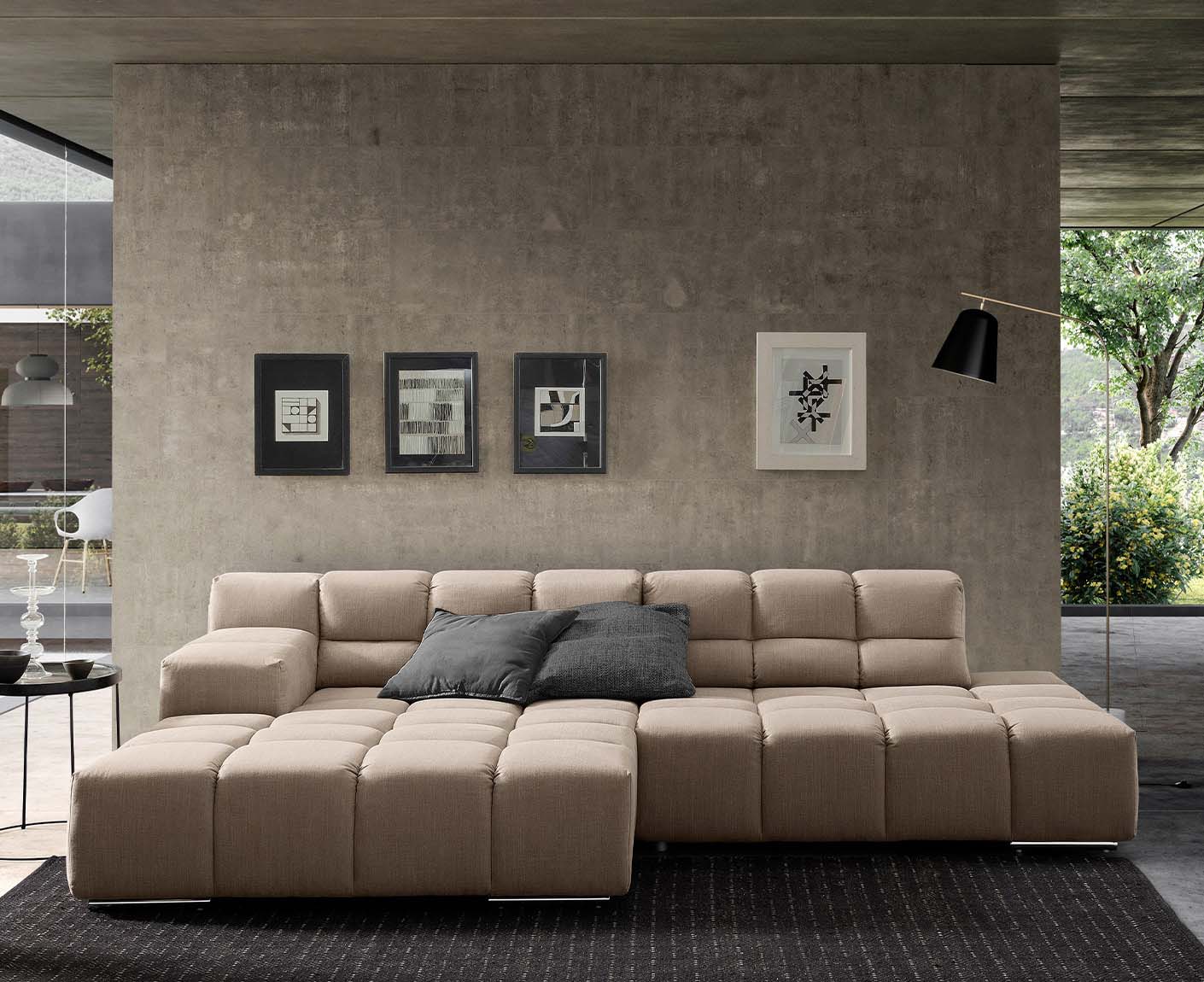 designwerk Temple Ecksofa | 286 x 169 cm| mit Rückenverstellung | Flachgewebe