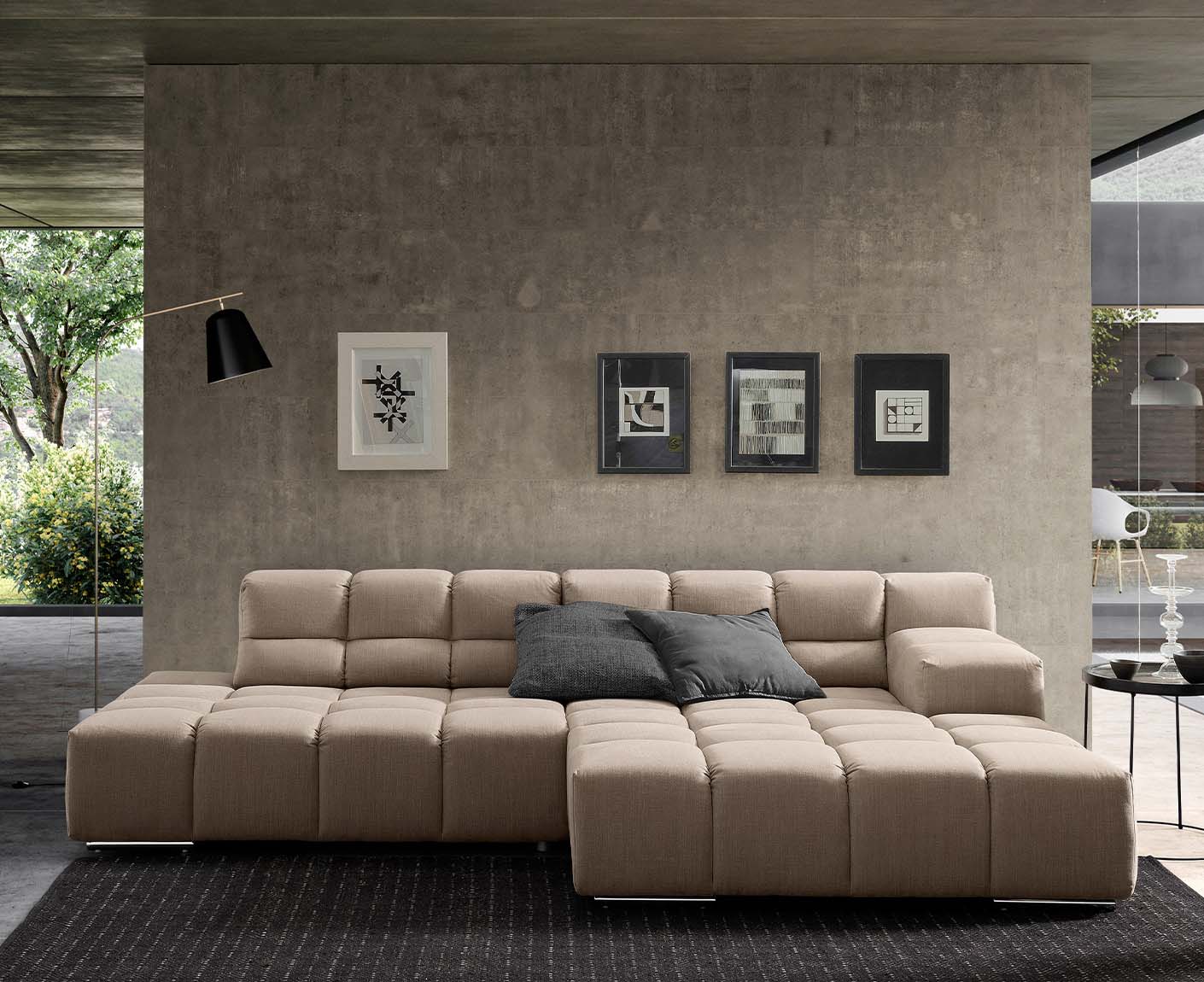 designwerk Temple Ecksofa | 286 x 169 cm| mit Rückenverstellung | Flachgewebe