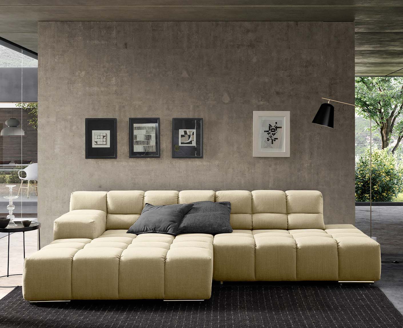 designwerk Temple Ecksofa | 286 x 169 cm| mit Rückenverstellung | Flachgewebe