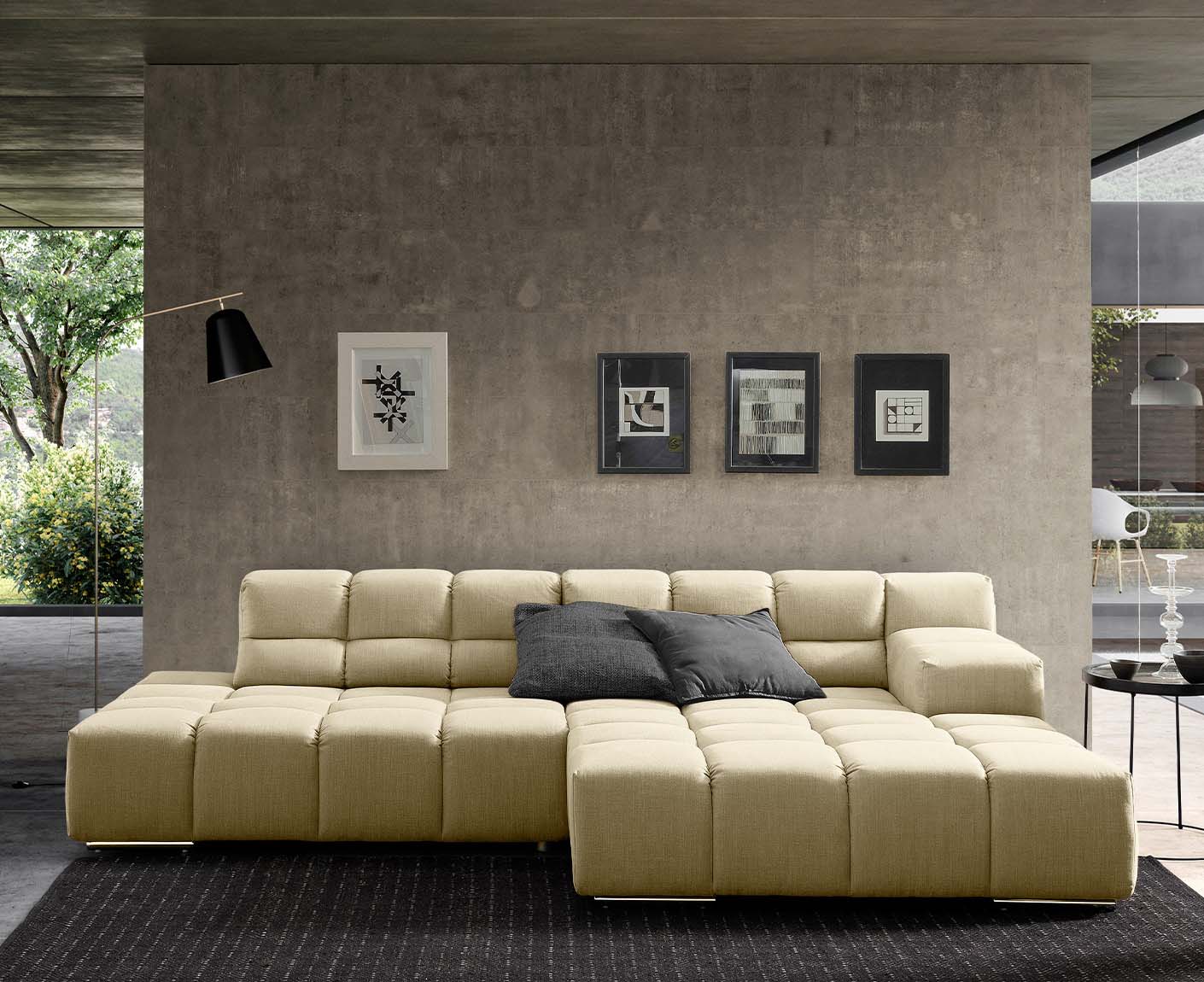 designwerk Temple Ecksofa | 286 x 169 cm| mit Rückenverstellung | Flachgewebe