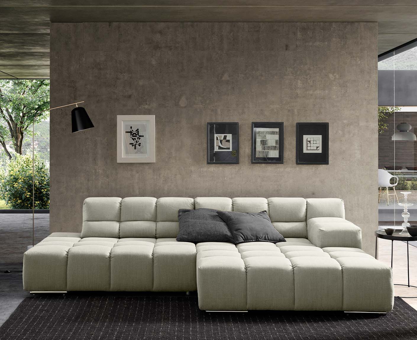 designwerk Temple Ecksofa | 286 x 169 cm| mit Rückenverstellung | Flachgewebe