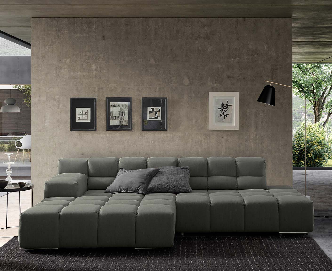 designwerk Temple Ecksofa | 286 x 169 cm| mit Rückenverstellung | Flachgewebe