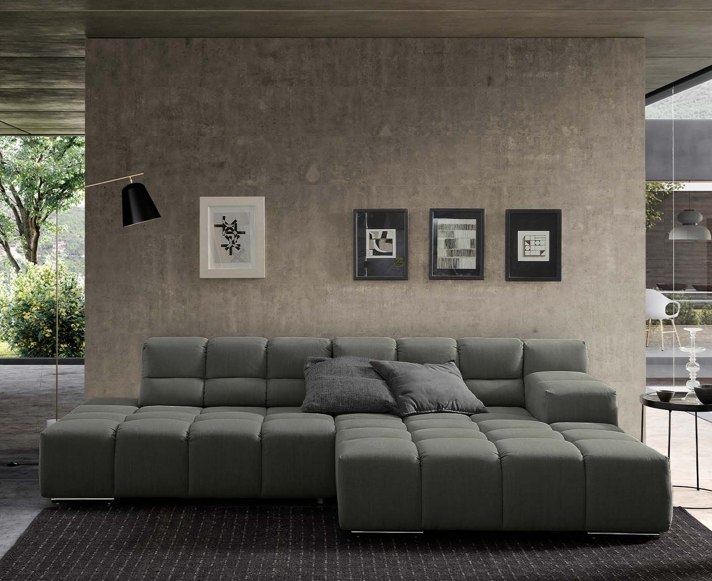 designwerk Temple Ecksofa | 286 x 169 cm| mit Rückenverstellung | Flachgewebe