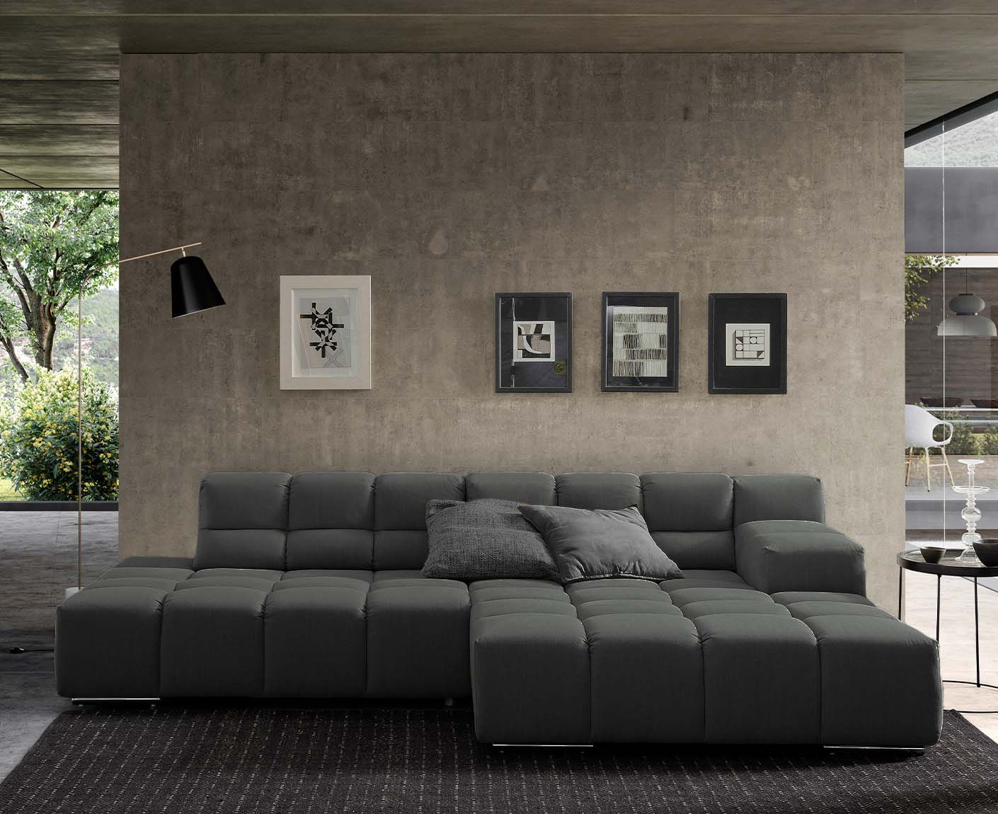 designwerk Temple Ecksofa | 286 x 169 cm| mit Rückenverstellung | Flachgewebe