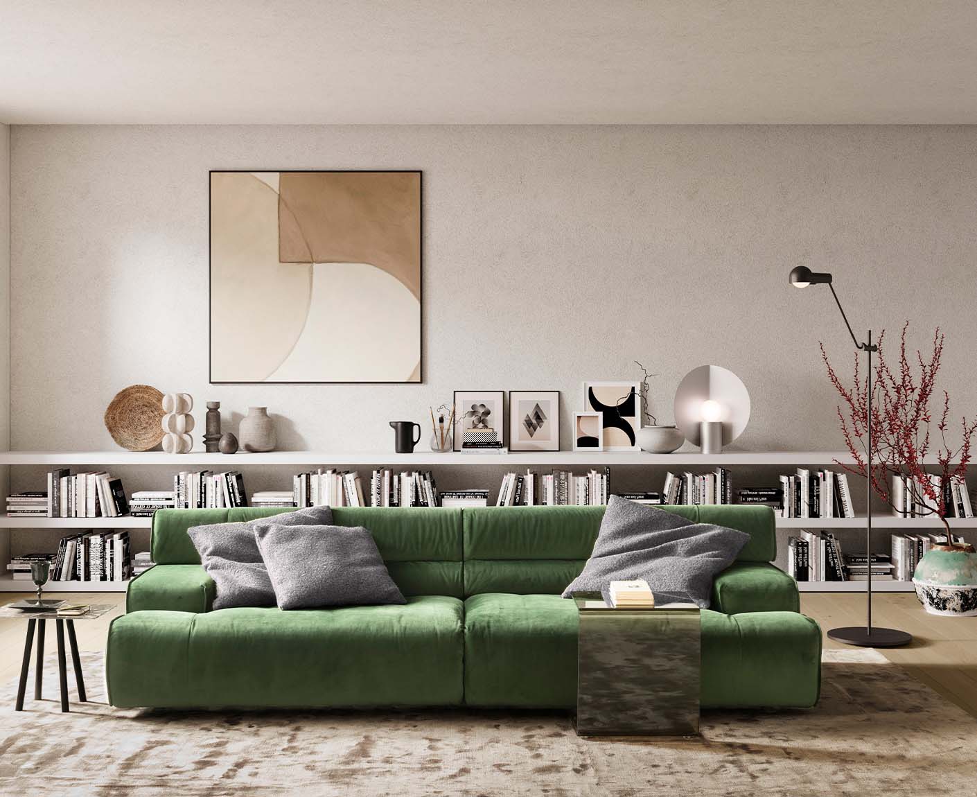 designwerk Colosseo 3-Sitzer Sofa | 280 x 114 cm| Velourstoff