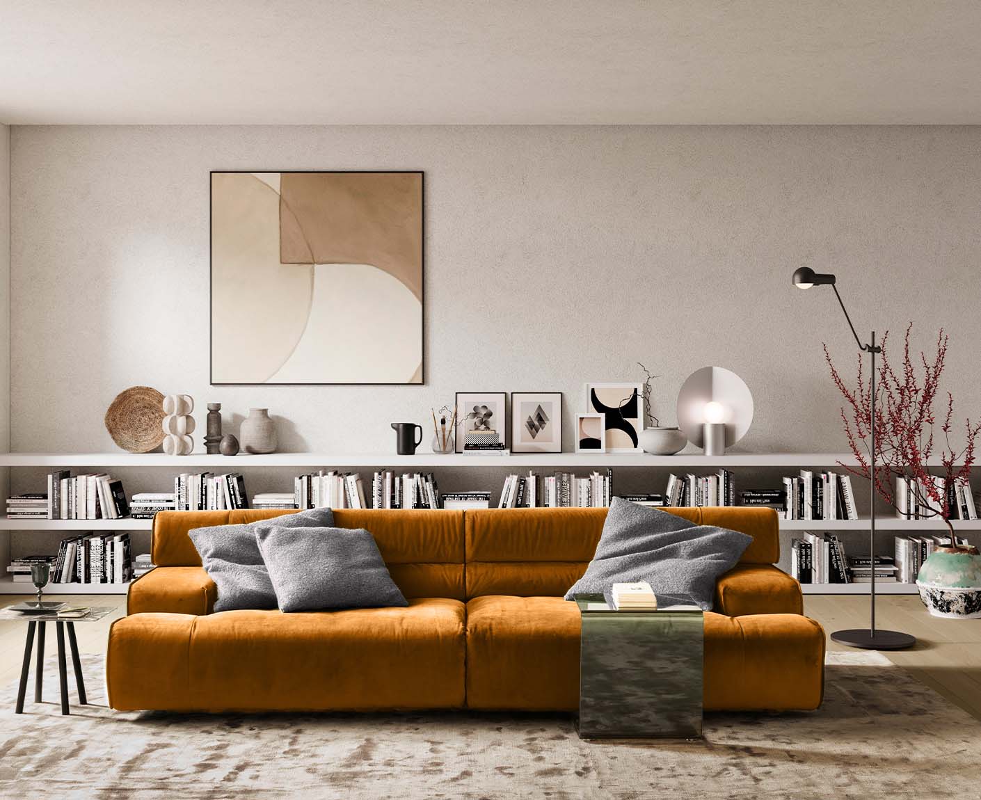 designwerk Colosseo 3-Sitzer Sofa | 280 x 114 cm| Velourstoff