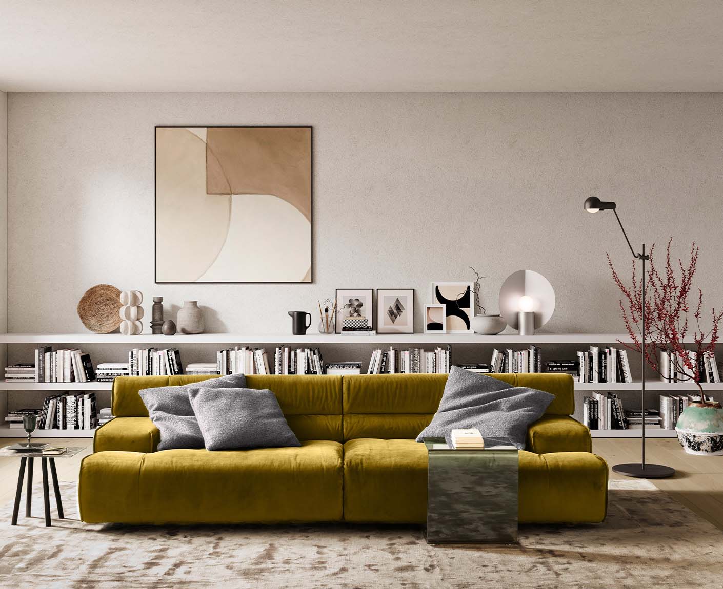 designwerk Colosseo 3-Sitzer Sofa | 280 x 114 cm| Velourstoff