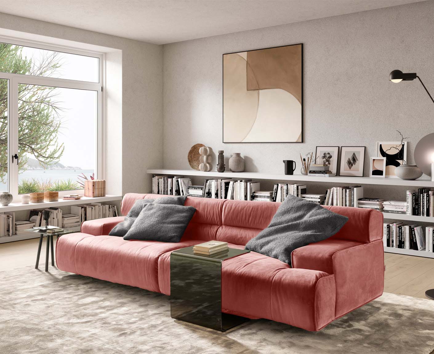 designwerk Colosseo 3-Sitzer Sofa | 280 x 114 cm| Velourstoff