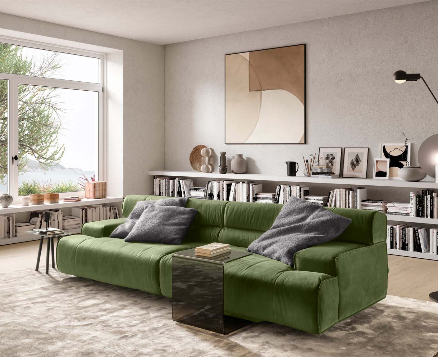 designwerk Colosseo 3-Sitzer Sofa | 280 x 114 cm| Velourstoff