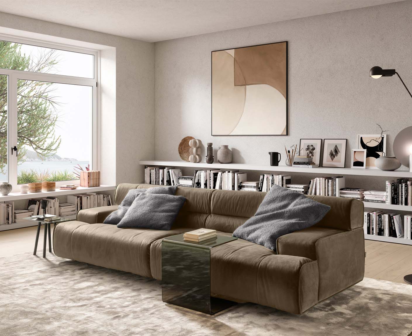 designwerk Colosseo 3-Sitzer Sofa | 280 x 114 cm| Velourstoff