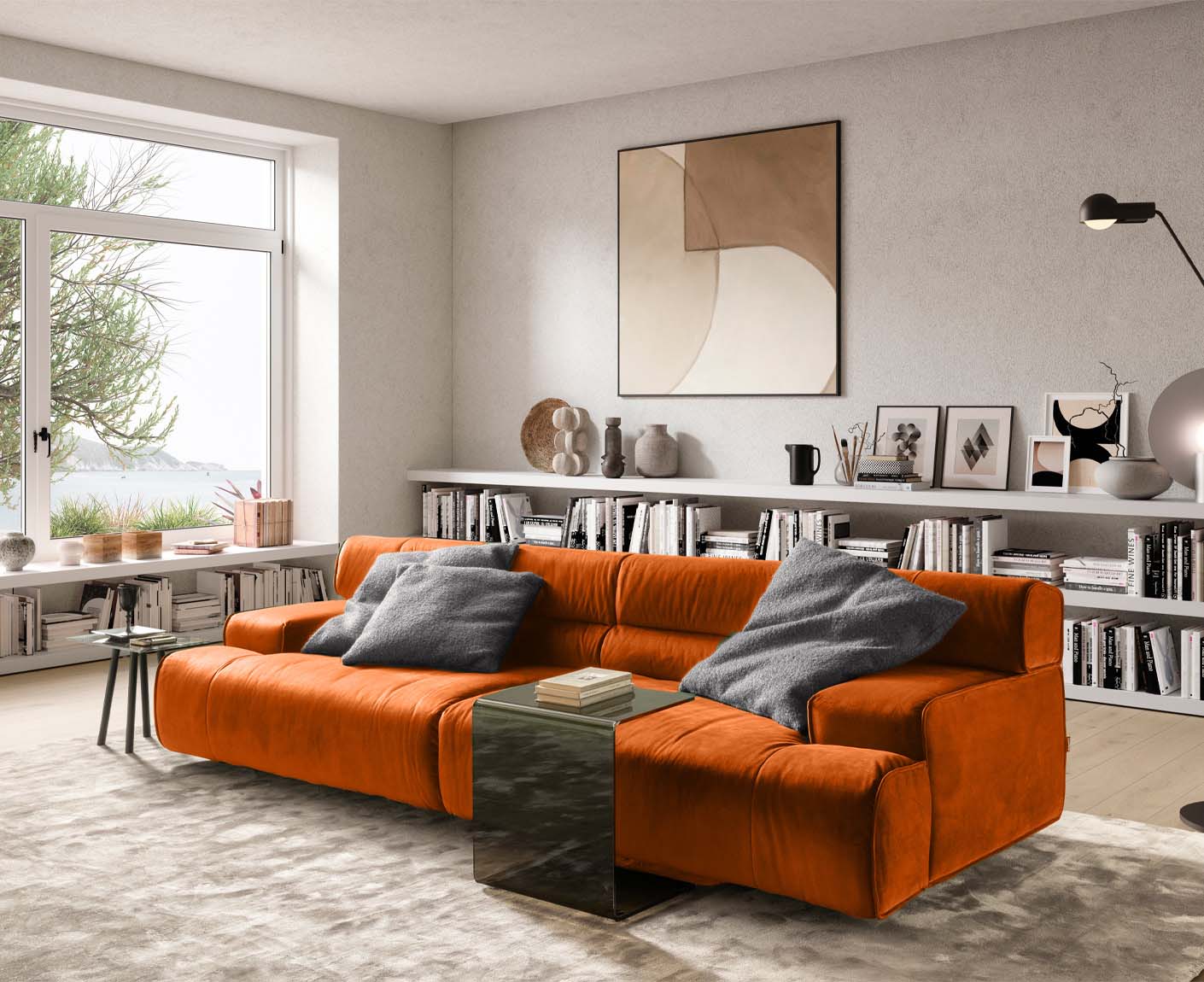 designwerk Colosseo 3-Sitzer Sofa | 280 x 114 cm| Velourstoff