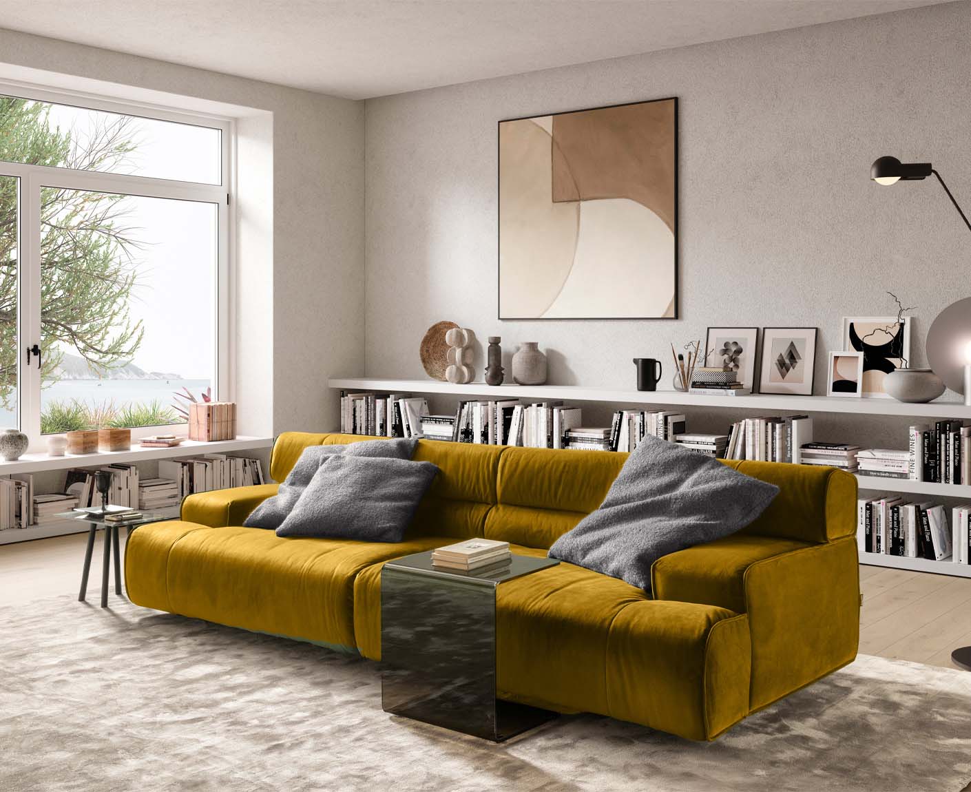 designwerk Colosseo 3-Sitzer Sofa | 280 x 114 cm| Velourstoff