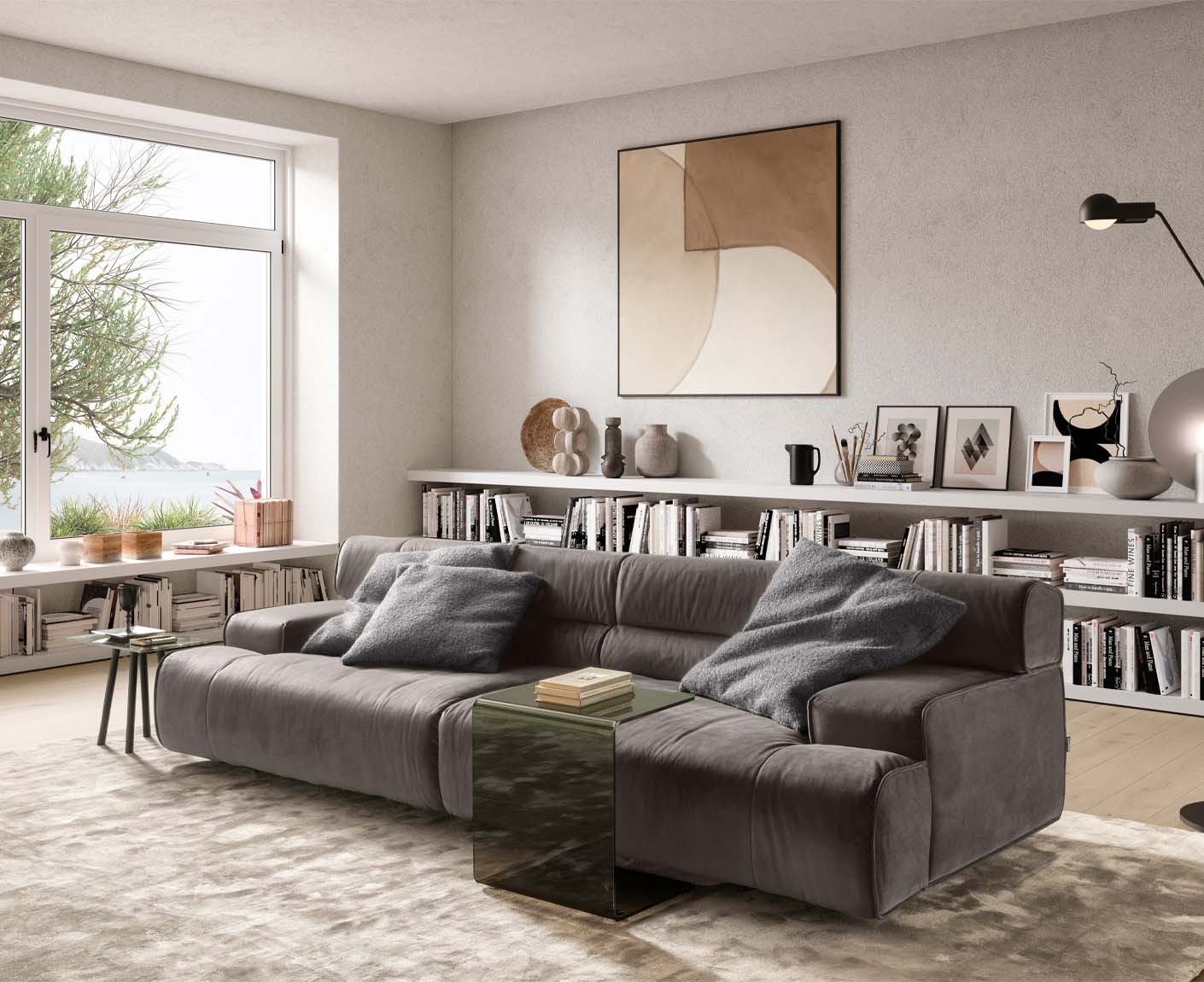 designwerk Colosseo 3-Sitzer Sofa | 280 x 114 cm| Velourstoff