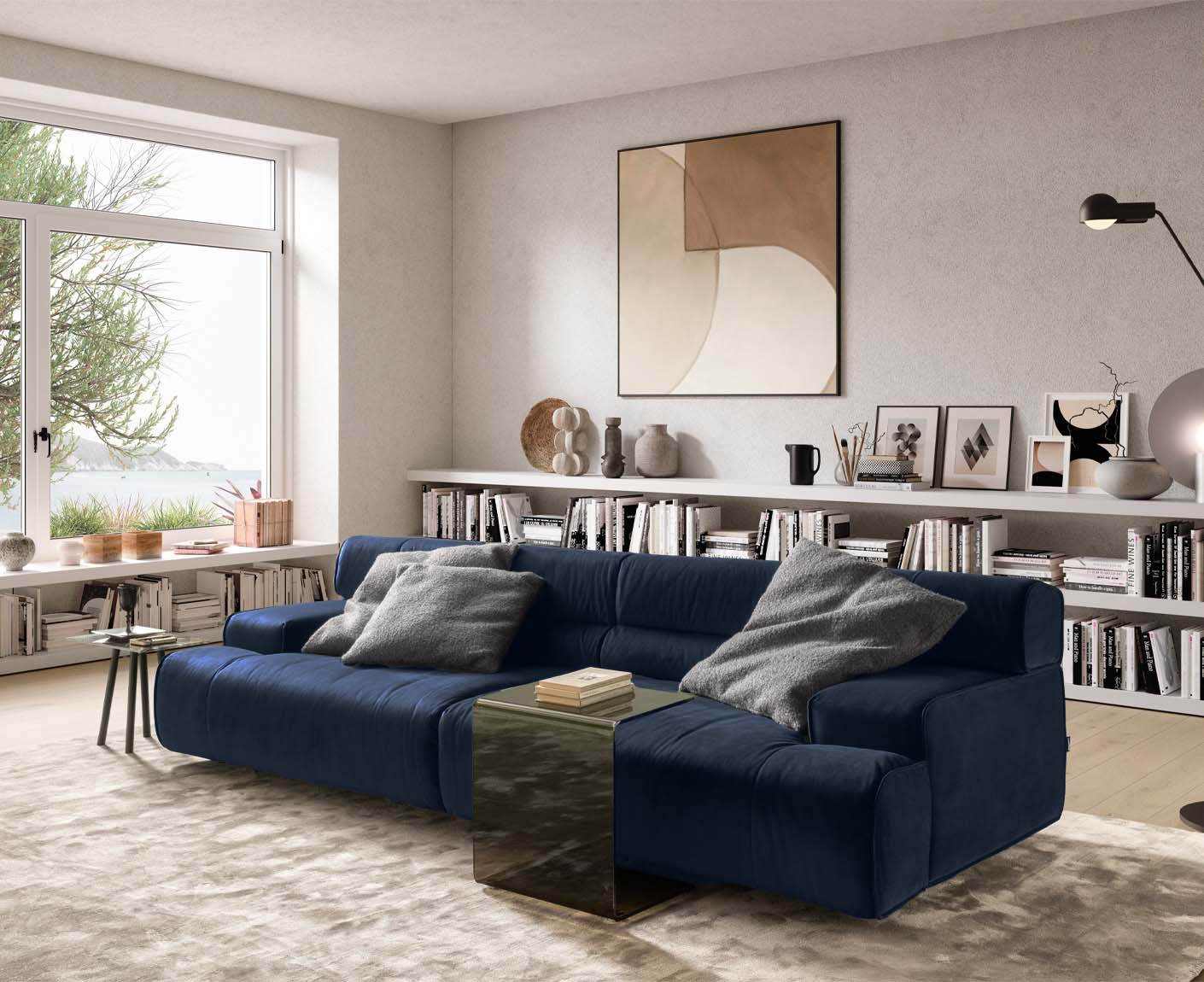 designwerk Colosseo 3-Sitzer Sofa | 280 x 114 cm| Velourstoff
