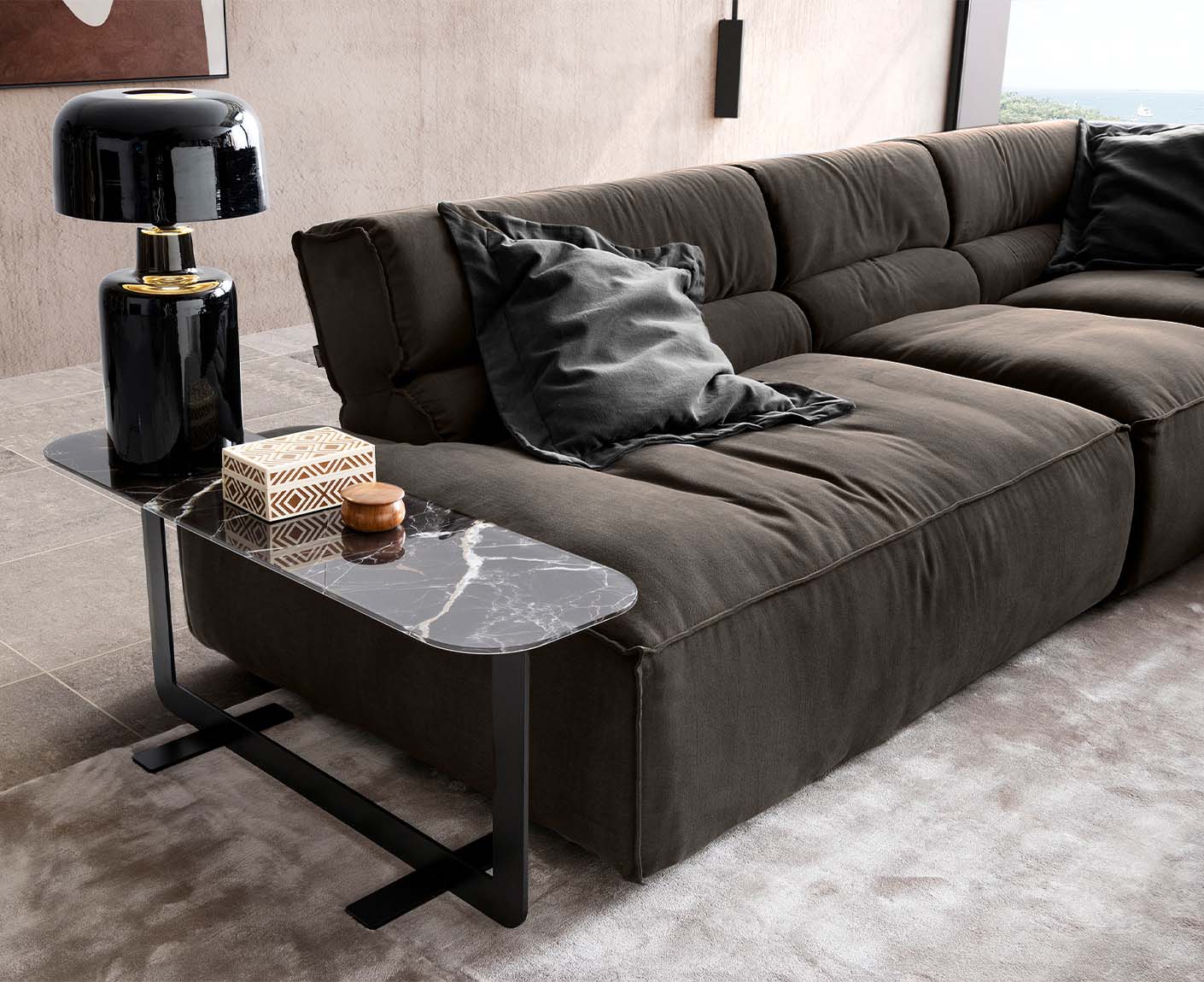 designwerk Vola Ecksofa | 347 x 342 cm | Flachgewebe