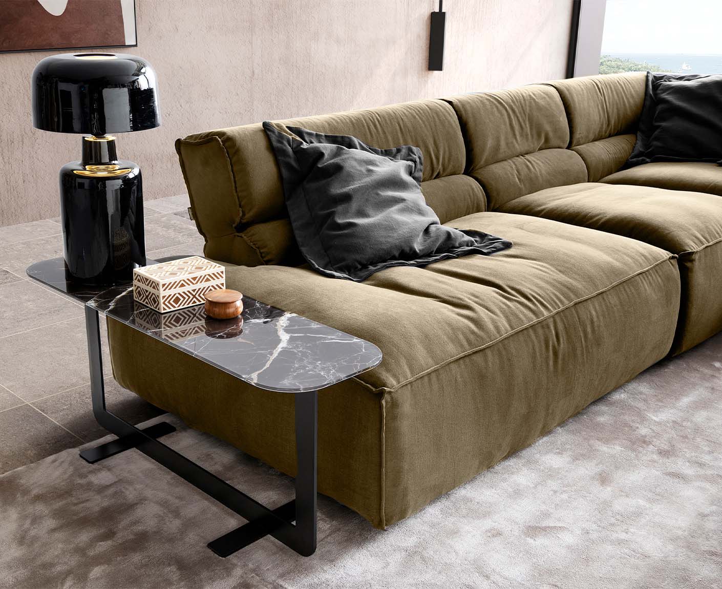 designwerk Vola Ecksofa | 347 x 342 cm | Flachgewebe