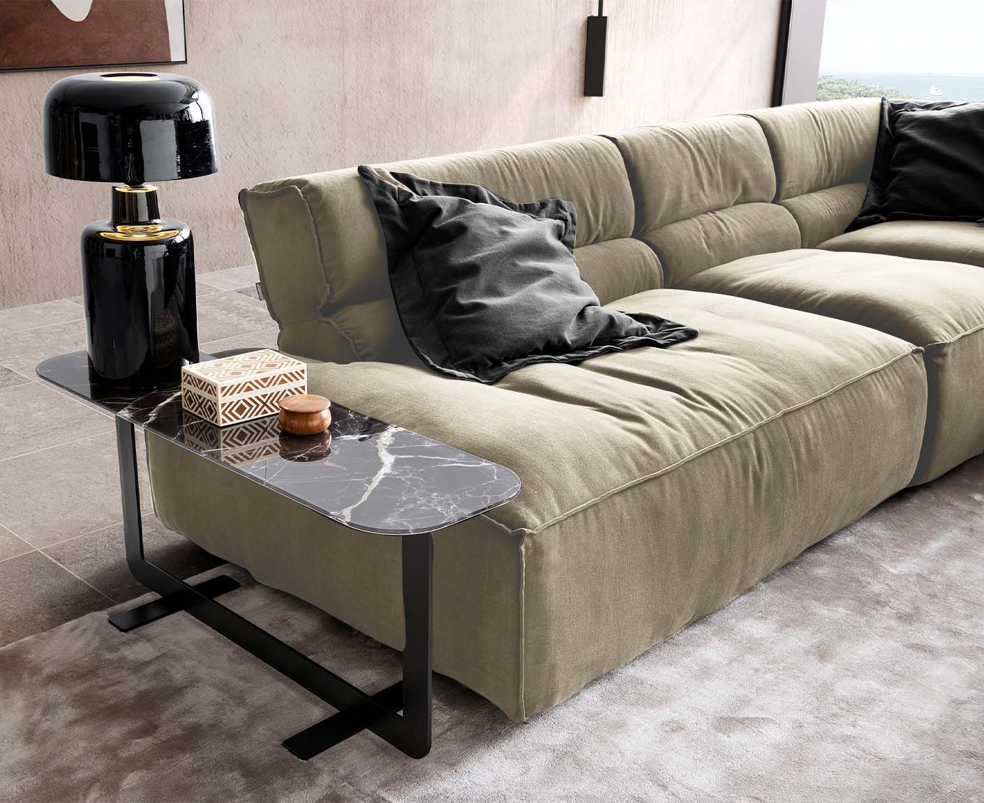 designwerk Vola Ecksofa | 347 x 342 cm | Flachgewebe