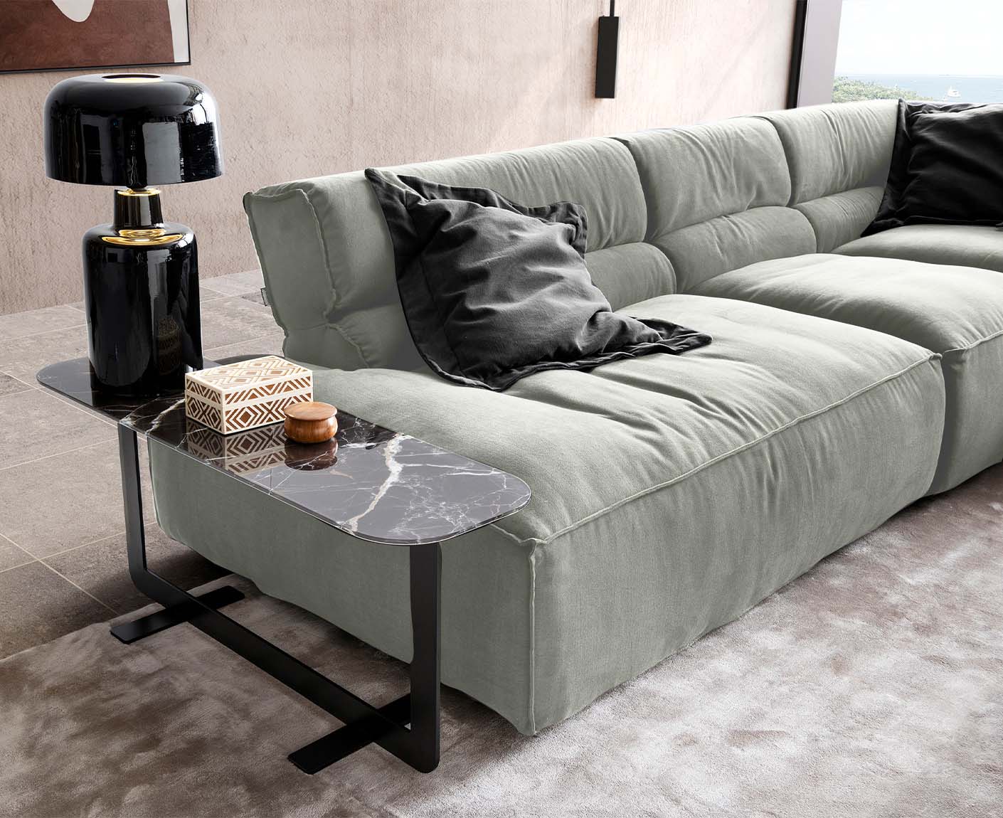 designwerk Vola Ecksofa | 347 x 342 cm | Flachgewebe