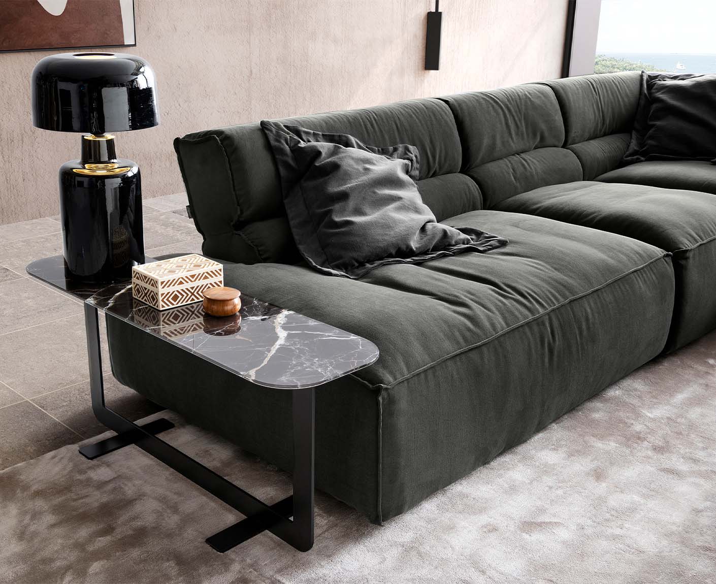 designwerk Vola Ecksofa | 347 x 342 cm | Flachgewebe