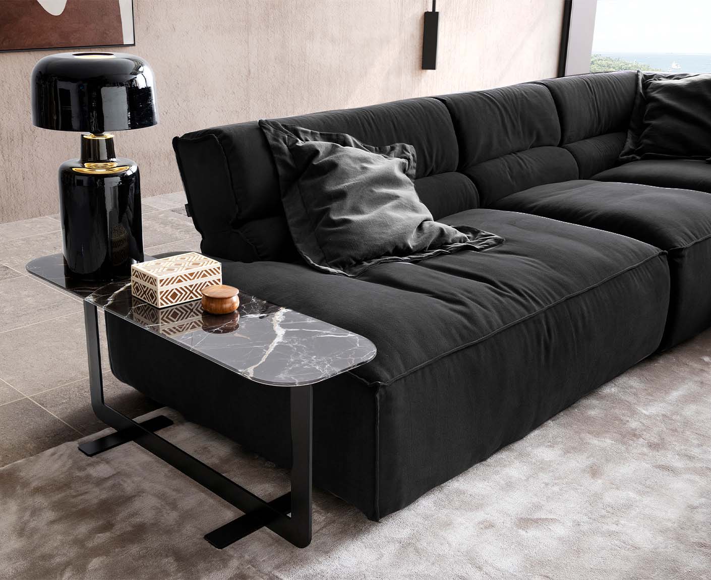 designwerk Vola Ecksofa | 347 x 342 cm | Flachgewebe