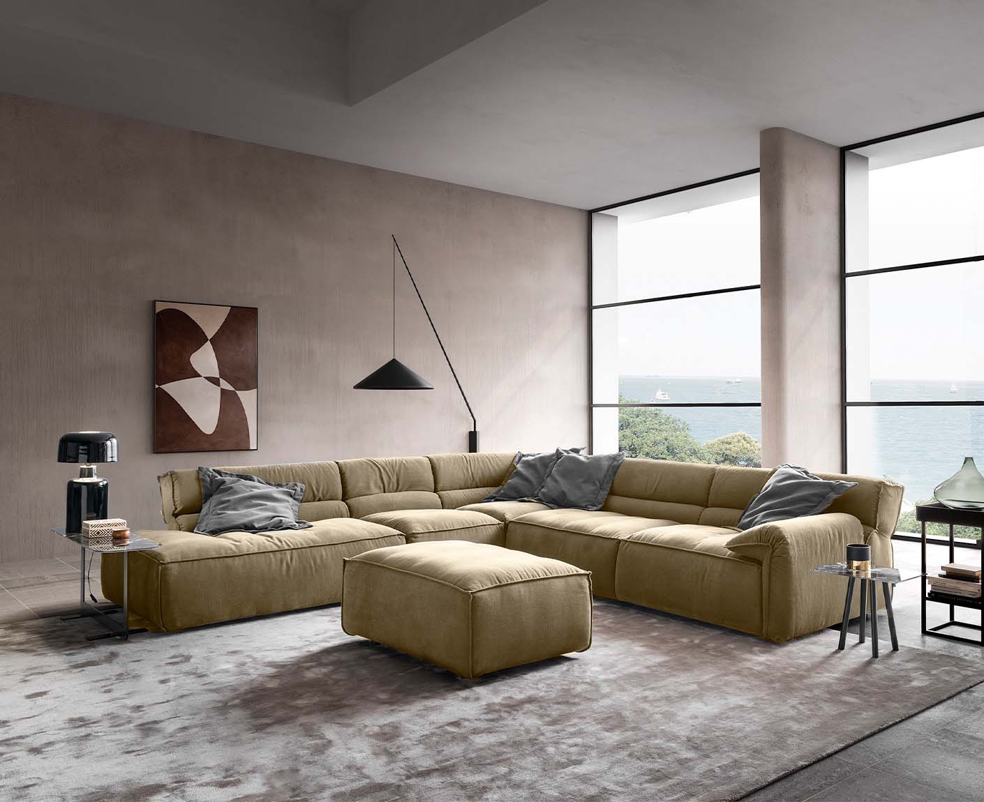 designwerk Vola Ecksofa | 347 x 342 cm | Flachgewebe