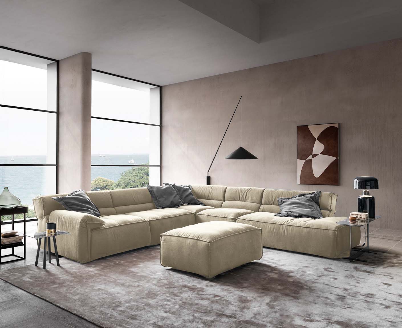 designwerk Vola Ecksofa | 347 x 342 cm | Flachgewebe