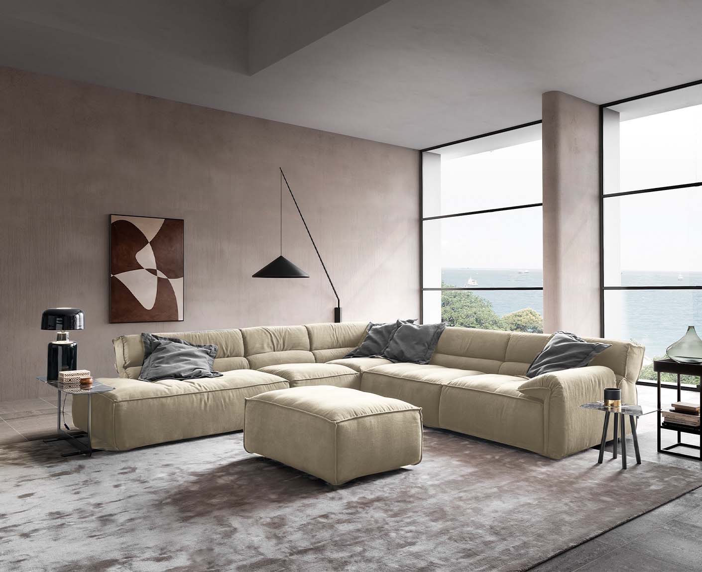 designwerk Vola Ecksofa | 347 x 342 cm | Flachgewebe