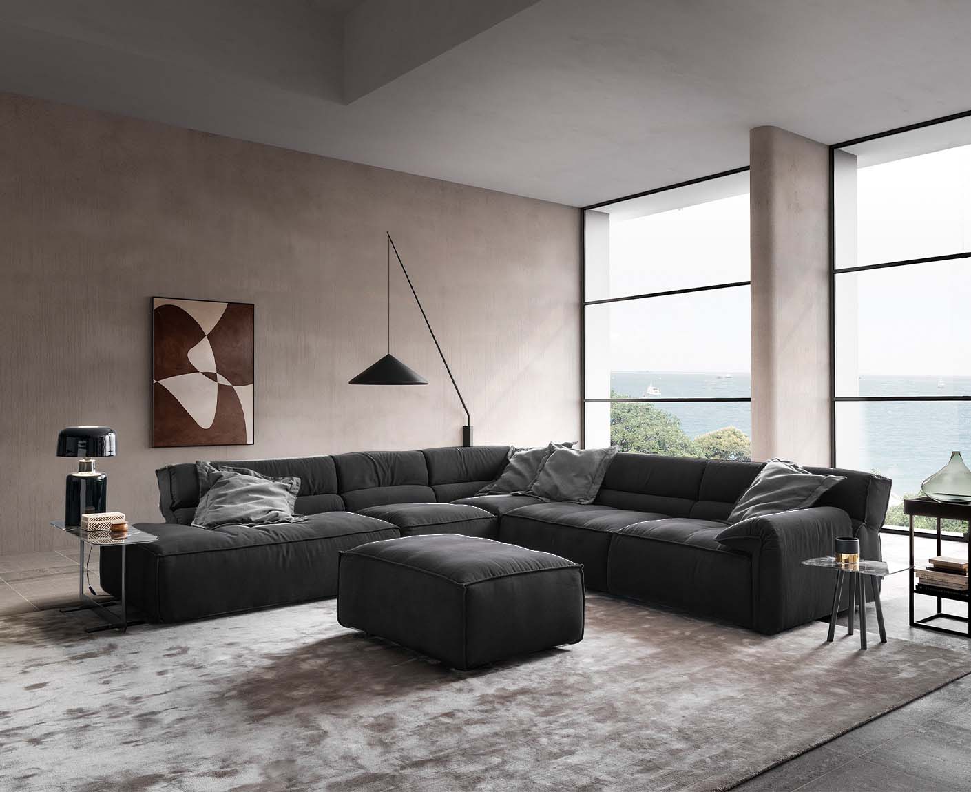 designwerk Vola Ecksofa | 347 x 342 cm | Flachgewebe