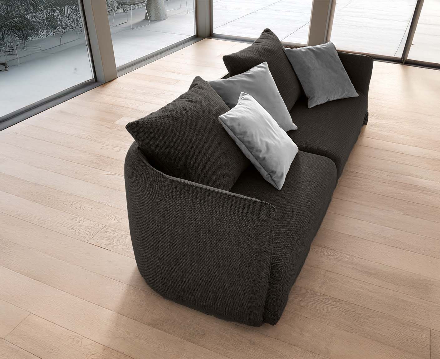 designwerk New York 3-Sitzer Sofa | 253 x 98 cm | feines Flachgewebe