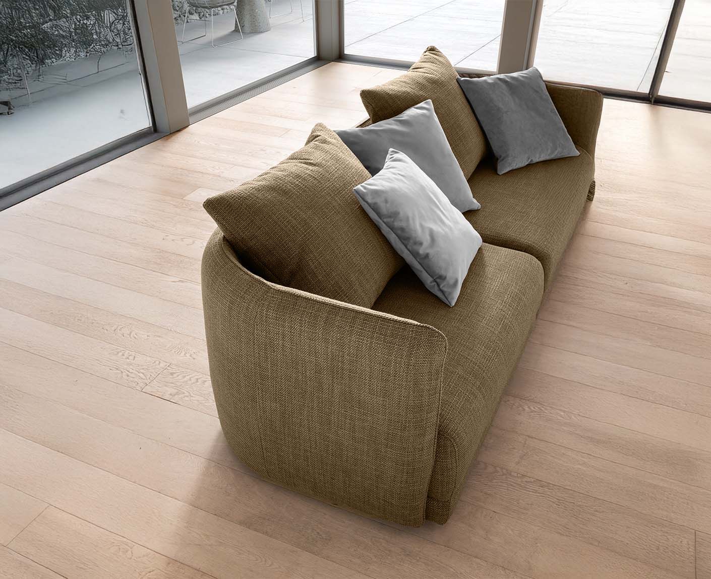designwerk New York 3-Sitzer Sofa | 253 x 98 cm | feines Flachgewebe