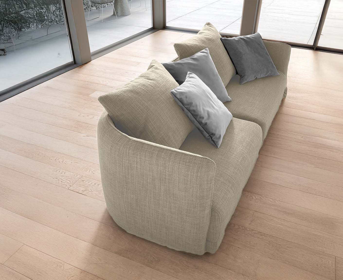 designwerk New York 3-Sitzer Sofa | 253 x 98 cm | feines Flachgewebe