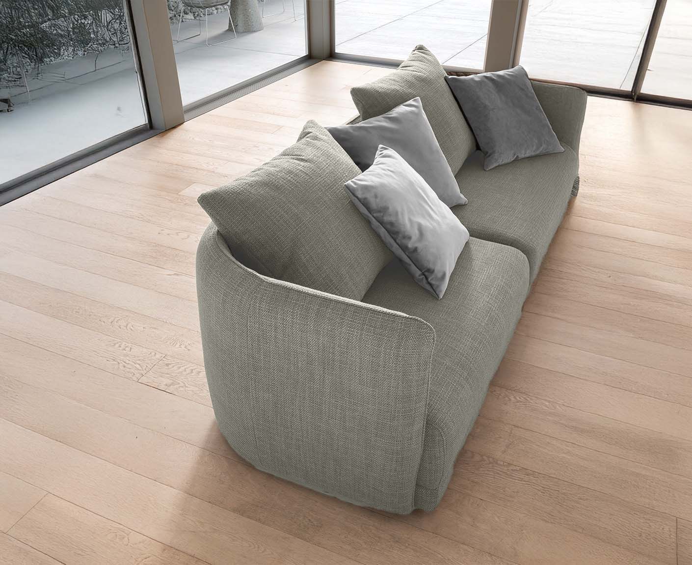 designwerk New York 3-Sitzer Sofa | 253 x 98 cm | feines Flachgewebe