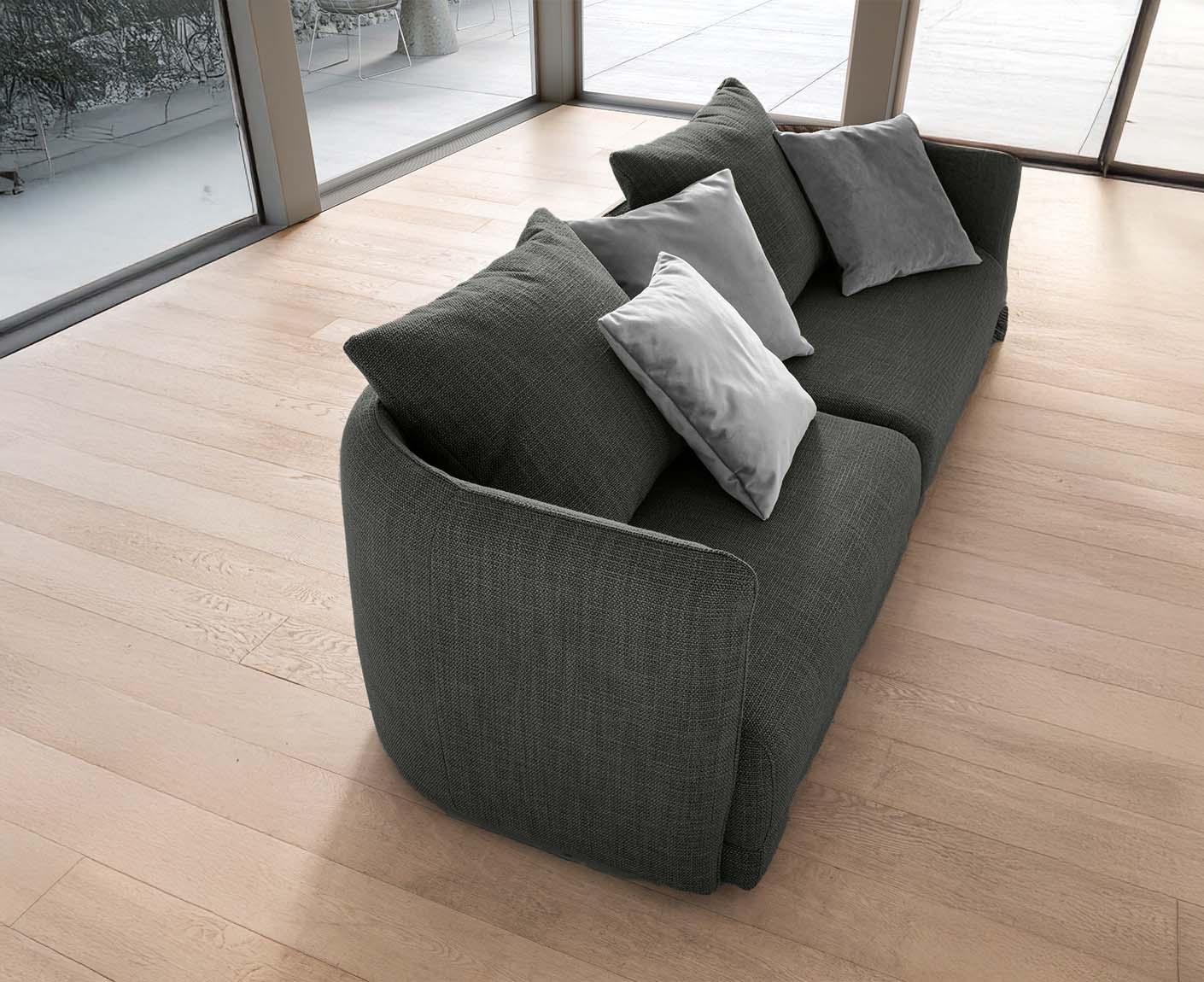 designwerk New York 3-Sitzer Sofa | 253 x 98 cm | feines Flachgewebe