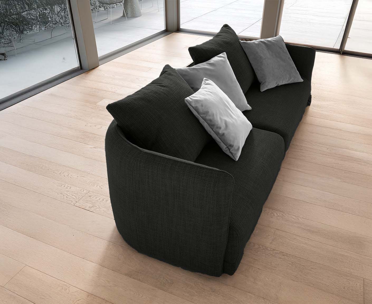 designwerk New York 3-Sitzer Sofa | 253 x 98 cm | feines Flachgewebe