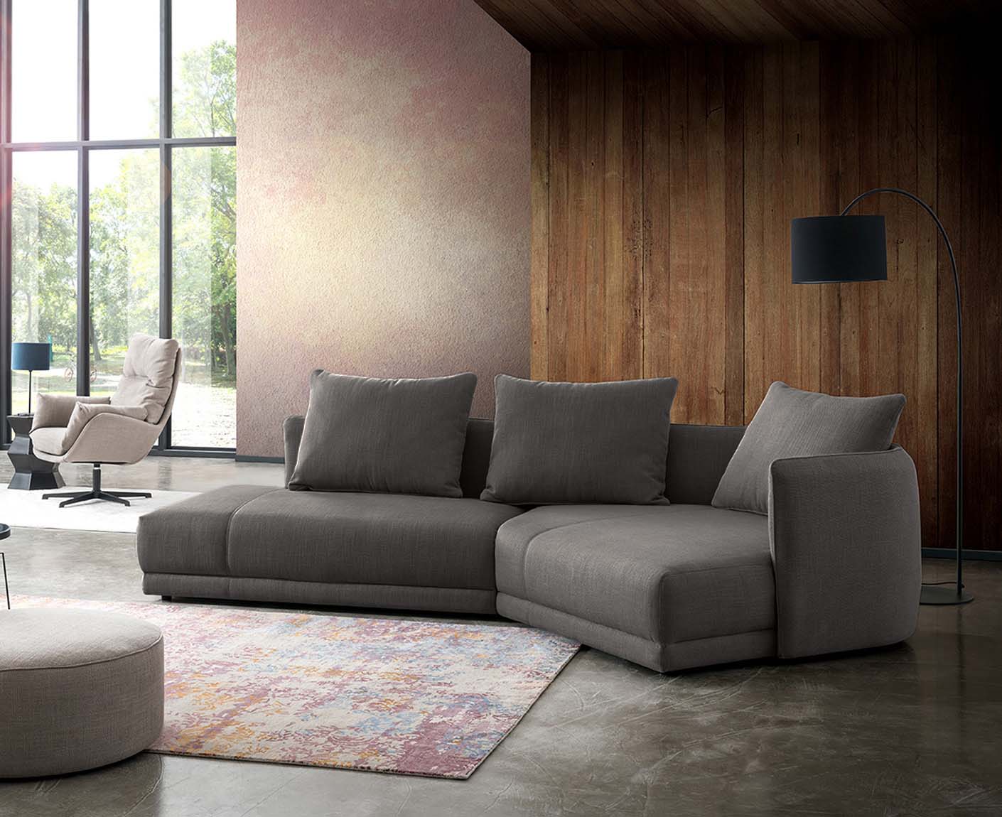 designwerk New York Ecksofa | 333 x 179 cm | grobes Flachgewebe