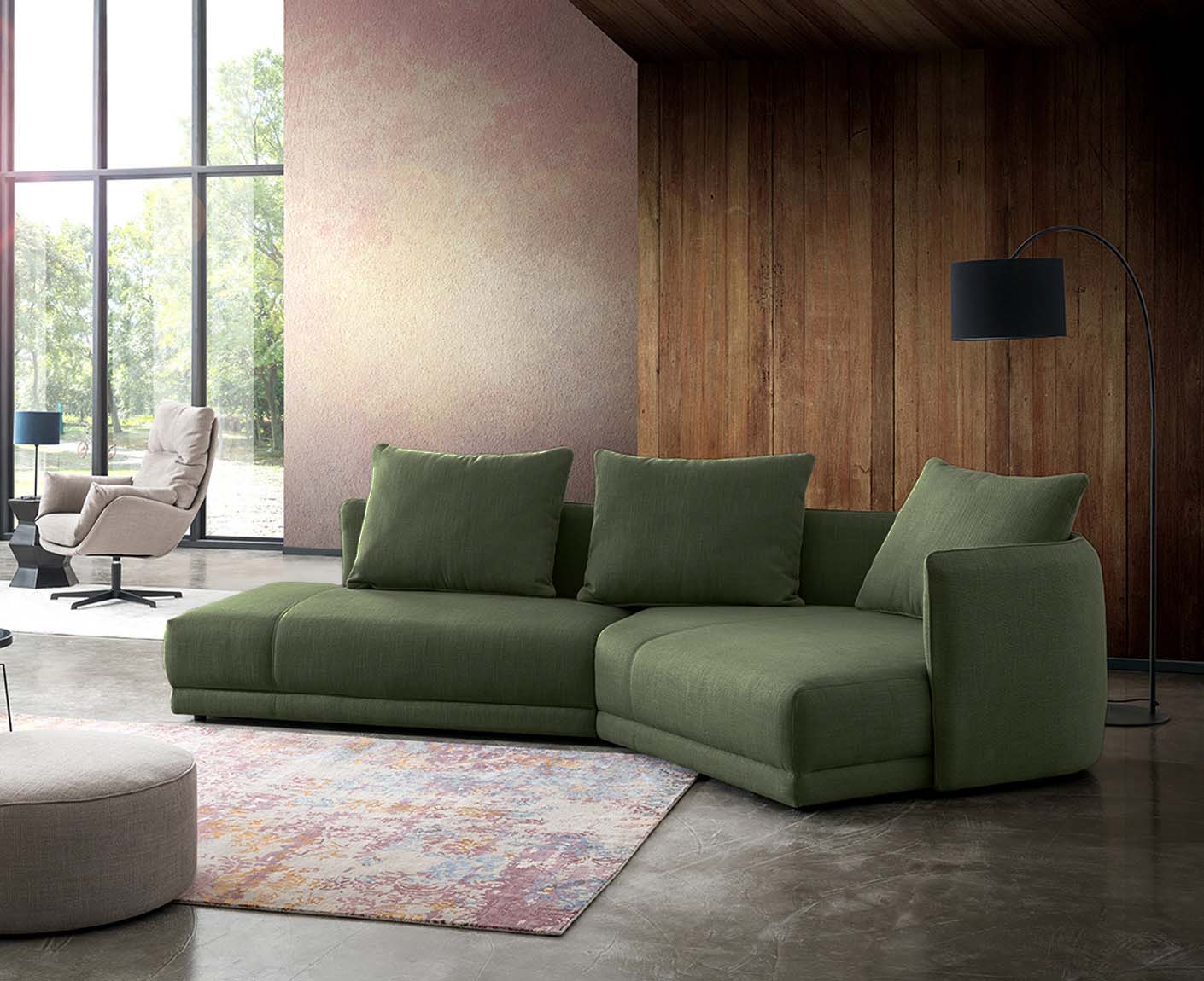 designwerk New York Ecksofa | 333 x 179 cm | grobes Flachgewebe