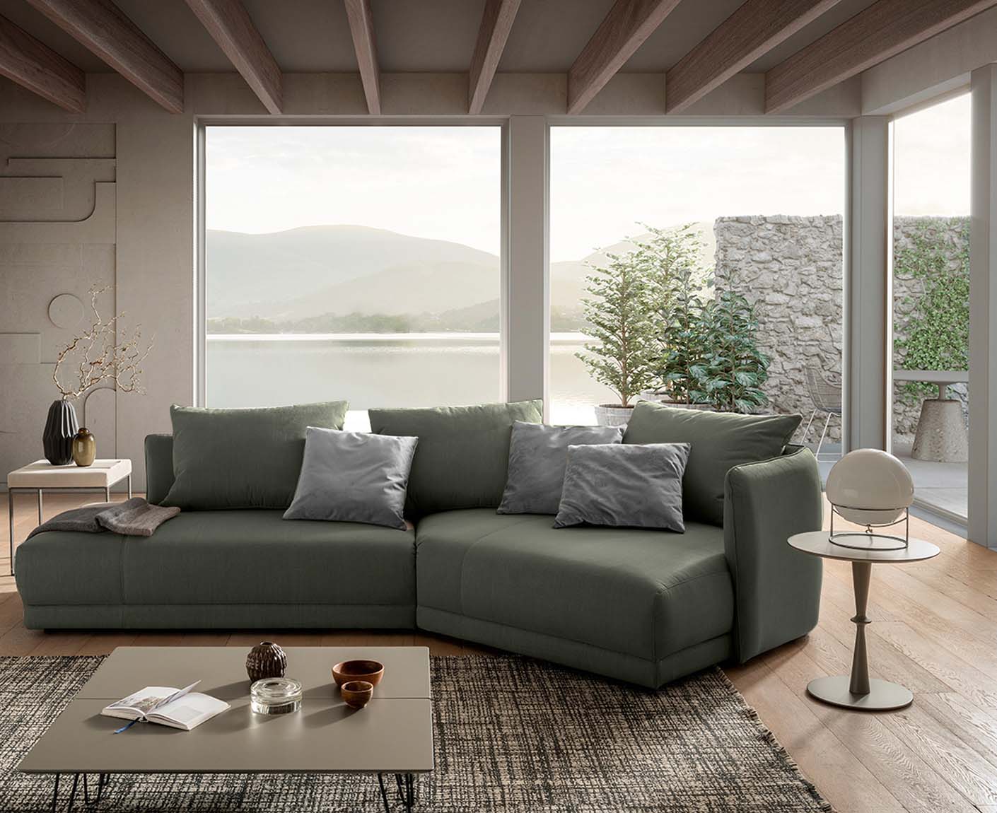 designwerk New York Ecksofa | 333 x 179 cm | feines Flachgewebe